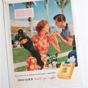 Cigarette Ad SMOKING Vintage 1953 Old Gold Women